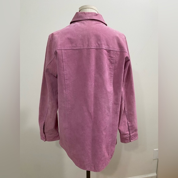 Vintage 90’s Denim and Co Pastel Pink Leather Button Down Jacket Medium - Picture 5 of 9
